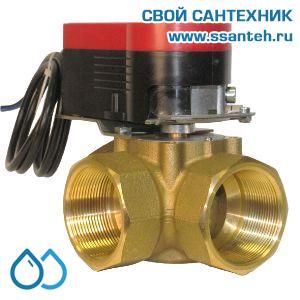 20052 372325 Клапан трехходовой регулирующий с электроприводом, 1", PN 10, Kvs 10,0 м3/час, +110°C, AC 230 В, 2/3-х позиционное регулирование